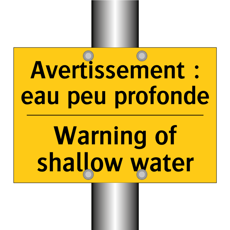 Avertissement : eau peu profonde /.../ - Warning of shallow water