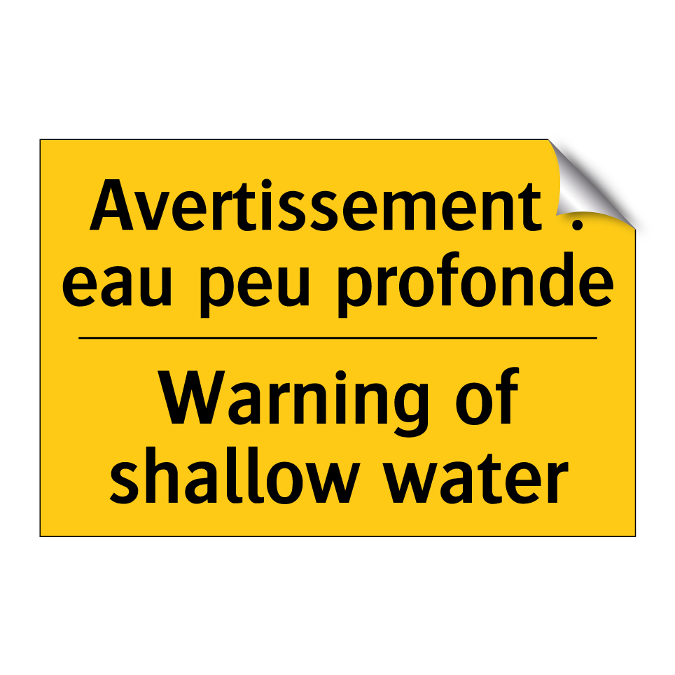Avertissement : eau peu profonde /.../ - Warning of shallow water