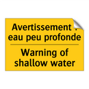 Avertissement : eau peu profonde /.../ - Warning of shallow water