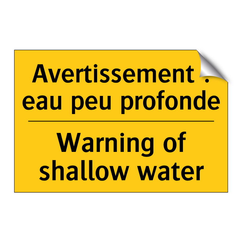 Avertissement : eau peu profonde /.../ - Warning of shallow water