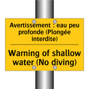Avertissement : eau peu profonde  /.../ - Warning of shallow water (No diving) /.../