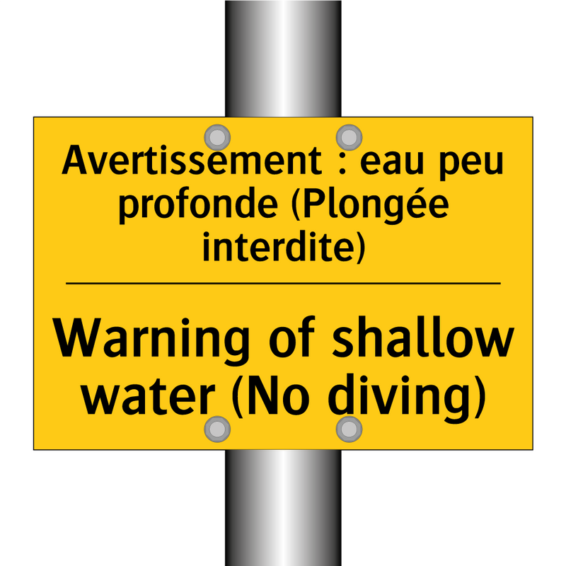 Avertissement : eau peu profonde  /.../ - Warning of shallow water (No diving) /.../
