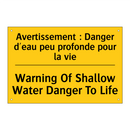 Avertissement : Danger d'eau peu  /.../ - Warning Of Shallow Water Danger  /.../