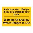 Avertissement : Danger d'eau peu  /.../ - Warning Of Shallow Water Danger  /.../