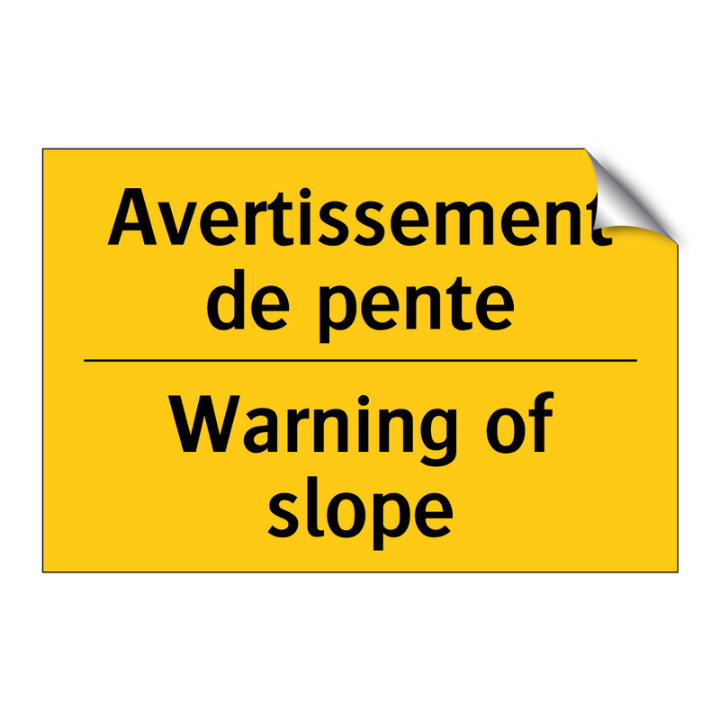 Avertissement de pente - Warning of slope