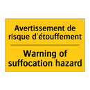 Avertissement de risque d'étouffement /.../ - Warning of suffocation hazard