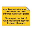 Avertissement du risque de coincement  /.../ - Warning of the risk of hand entrapment  /.../