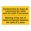 Avertissement du risque de coincement  /.../ - Warning of the risk of hand entrapment  /.../