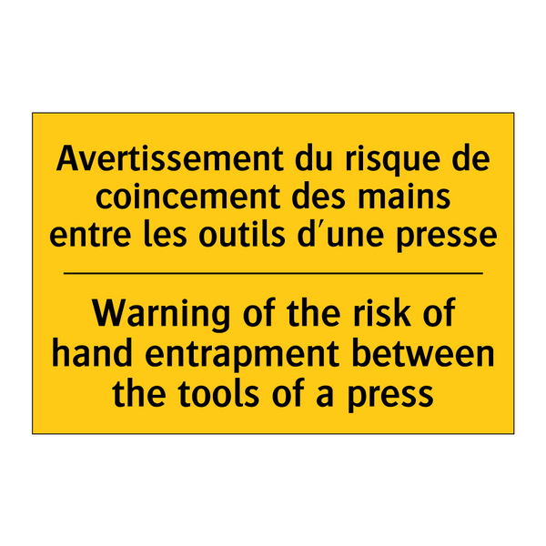 Avertissement du risque de coincement  /.../ - Warning of the risk of hand entrapment  /.../