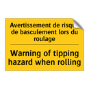 Avertissement de risque de basculement  /.../ - Warning of tipping hazard when  /.../