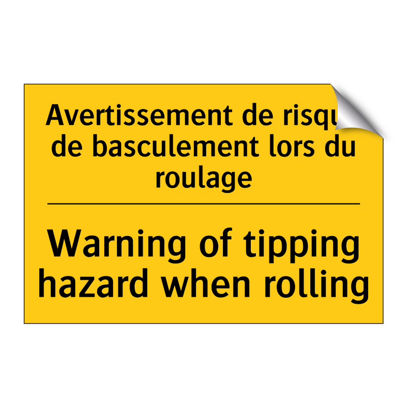 Avertissement de risque de basculement  /.../ - Warning of tipping hazard when  /.../