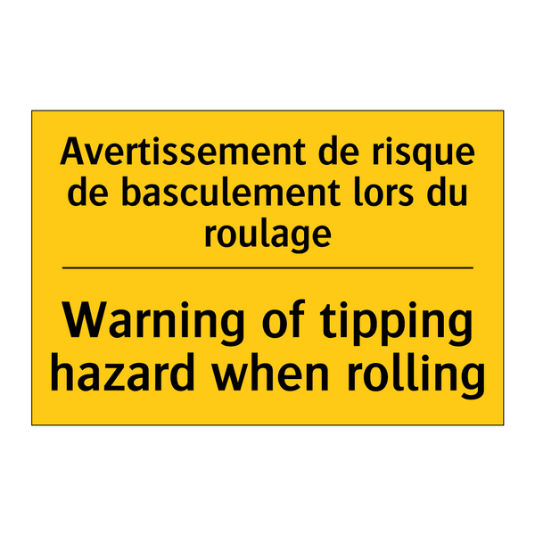 Avertissement de risque de basculement  /.../ - Warning of tipping hazard when  /.../