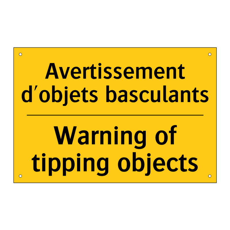 Avertissement d'objets basculants /.../ - Warning of tipping objects