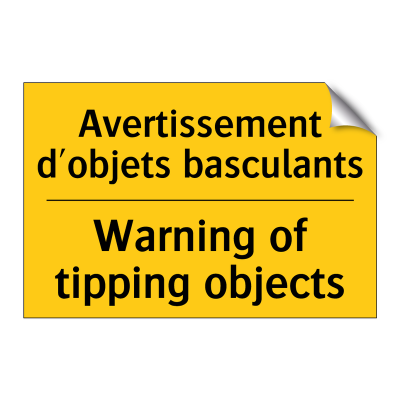 Avertissement d'objets basculants /.../ - Warning of tipping objects