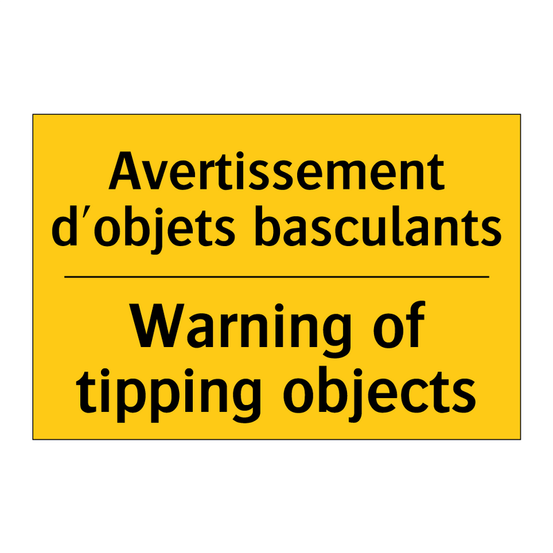 Avertissement d'objets basculants /.../ - Warning of tipping objects