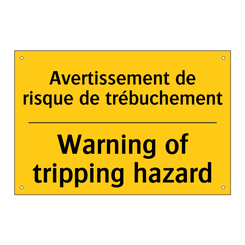 Avertissement de risque de trébuchement /.../ - Warning of tripping hazard