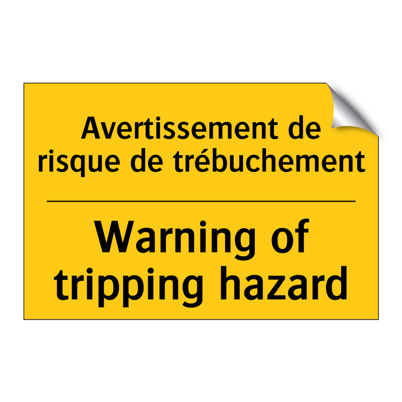 Avertissement de risque de trébuchement /.../ - Warning of tripping hazard