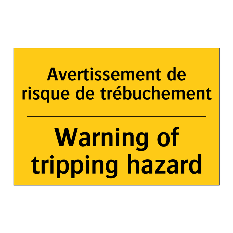 Avertissement de risque de trébuchement /.../ - Warning of tripping hazard