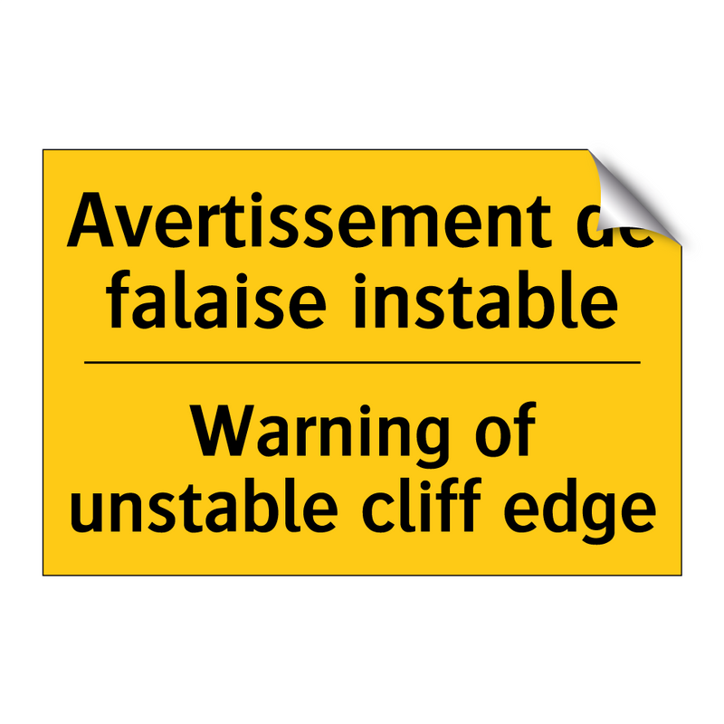Avertissement de falaise instable /.../ - Warning of unstable cliff edge