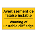 Avertissement de falaise instable /.../ - Warning of unstable cliff edge