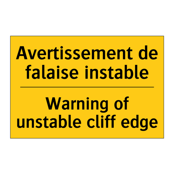 Avertissement de falaise instable /.../ - Warning of unstable cliff edge