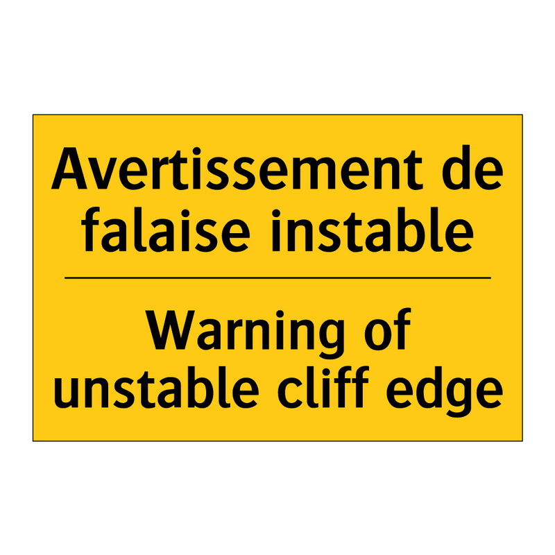 Avertissement de falaise instable /.../ - Warning of unstable cliff edge
