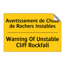 Avertissement de Chute de Rochers  /.../ - Warning Of Unstable Cliff Rockfall /.../