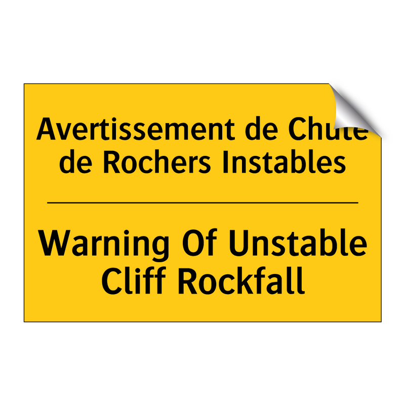 Avertissement de Chute de Rochers  /.../ - Warning Of Unstable Cliff Rockfall /.../