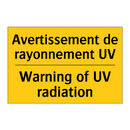 Avertissement de rayonnement UV /.../ - Warning of UV radiation