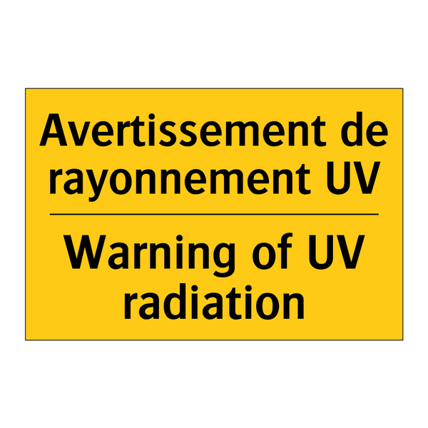 Avertissement de rayonnement UV /.../ - Warning of UV radiation