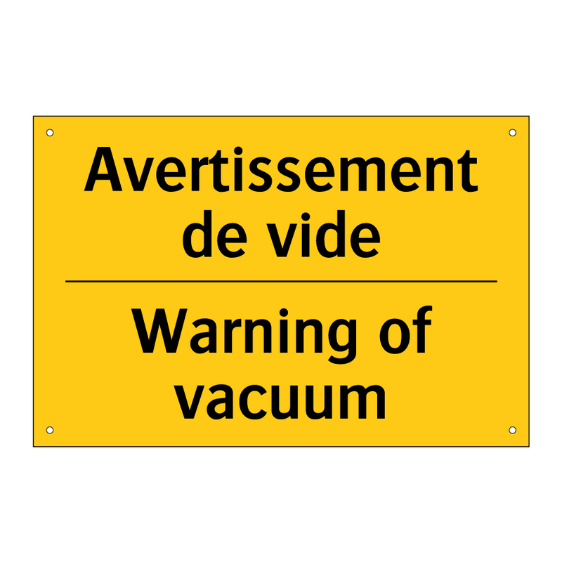 Avertissement de vide - Warning of vacuum