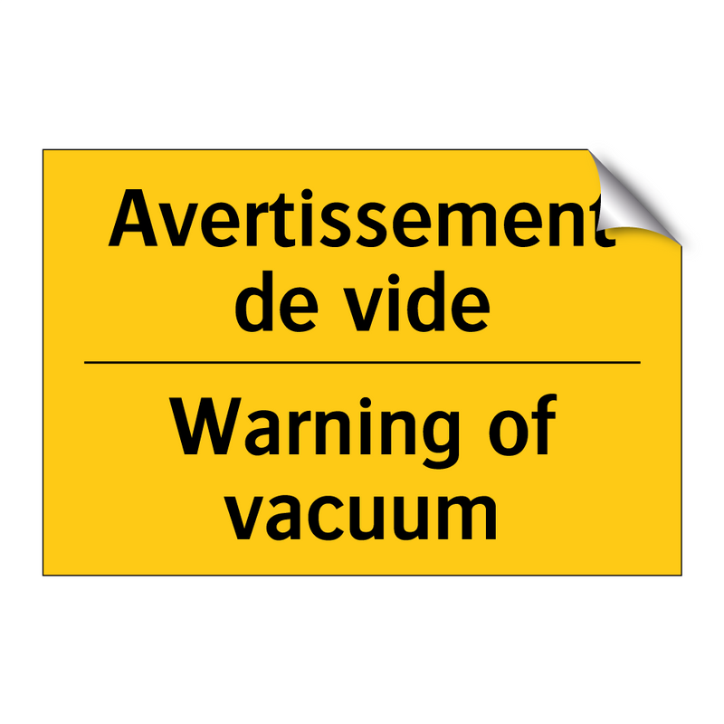 Avertissement de vide - Warning of vacuum
