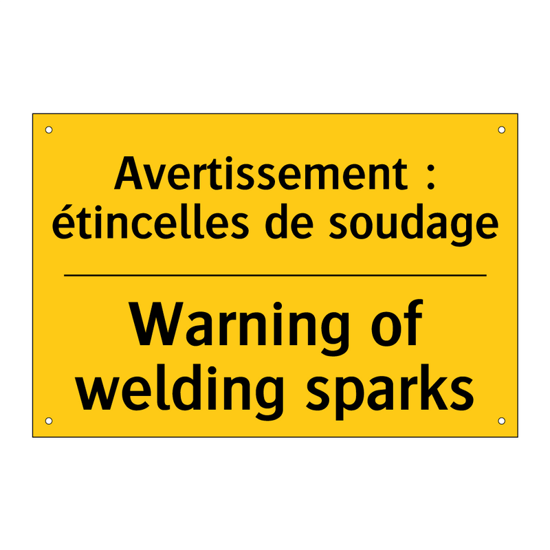 Avertissement : étincelles de  /.../ - Warning of welding sparks