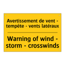 Avertissement de vent - tempête  /.../ - Warning of wind - storm - crosswinds /.../