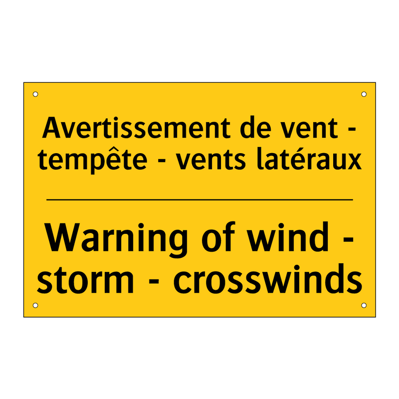 Avertissement de vent - tempête  /.../ - Warning of wind - storm - crosswinds /.../