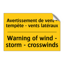 Avertissement de vent - tempête  /.../ - Warning of wind - storm - crosswinds /.../