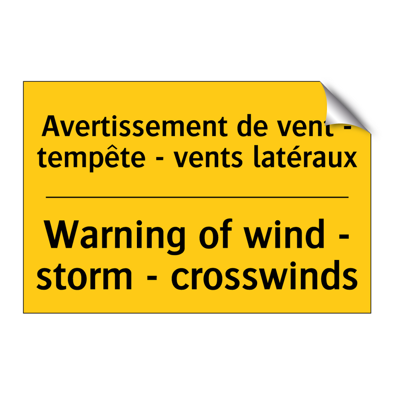 Avertissement de vent - tempête  /.../ - Warning of wind - storm - crosswinds /.../