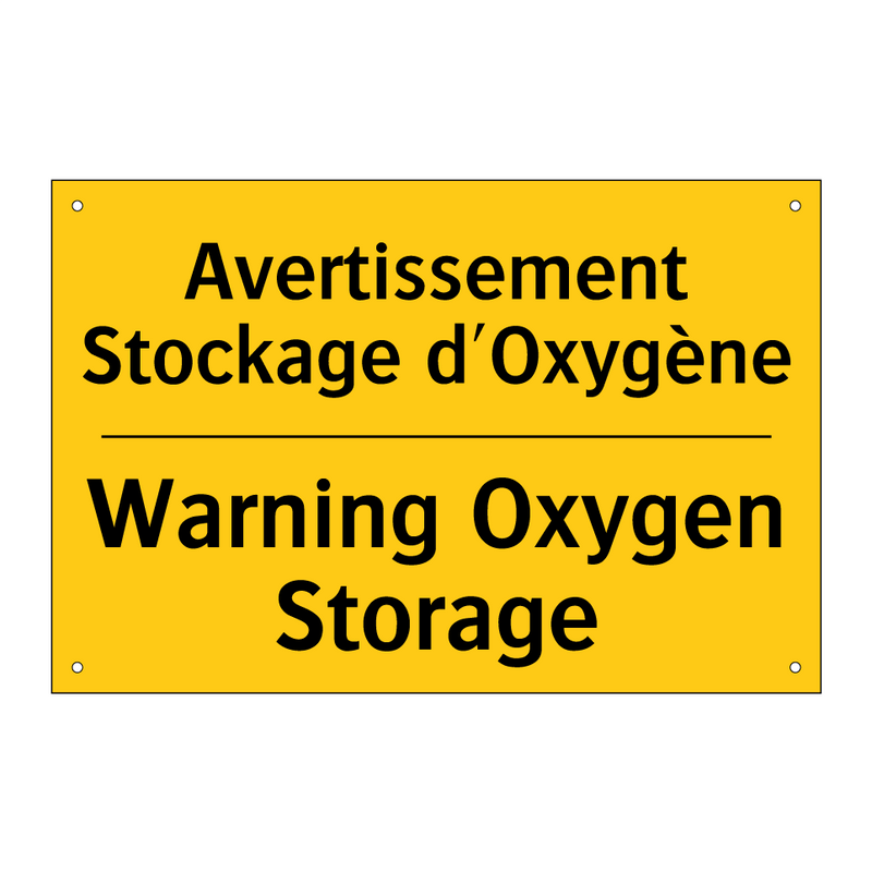 Avertissement Stockage d'Oxygène /.../ - Warning Oxygen Storage