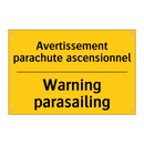 Avertissement parachute ascensionnel /.../ - Warning parasailing