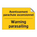 Avertissement parachute ascensionnel /.../ - Warning parasailing