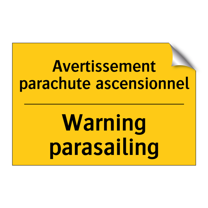 Avertissement parachute ascensionnel /.../ - Warning parasailing