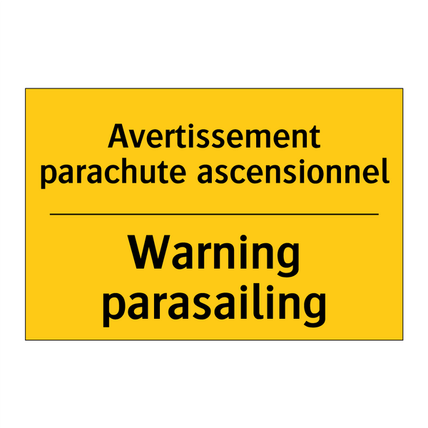 Avertissement parachute ascensionnel /.../ - Warning parasailing