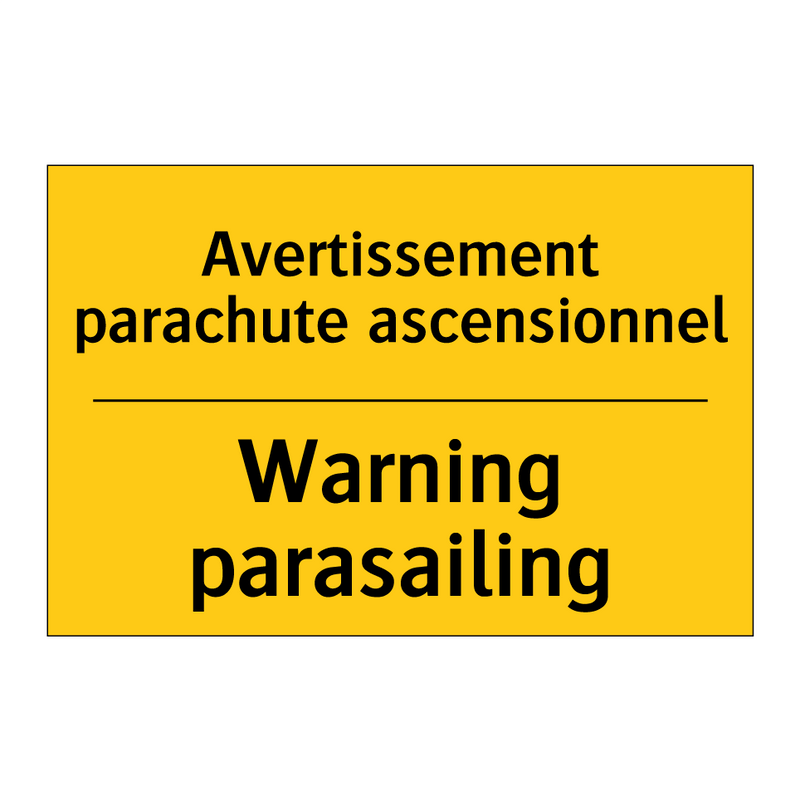 Avertissement parachute ascensionnel /.../ - Warning parasailing
