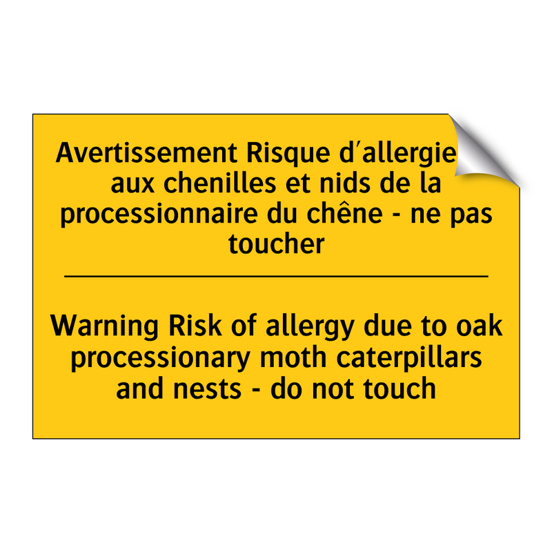 Avertissement Risque d'allergie  /.../ - Warning Risk of allergy due to  /.../