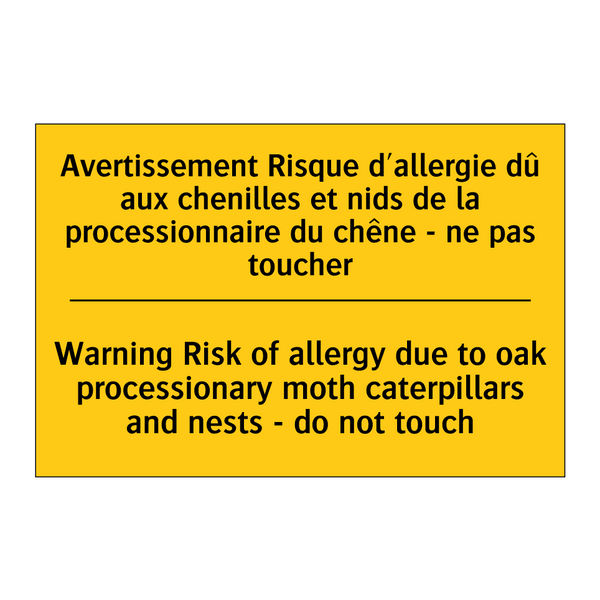 Avertissement Risque d'allergie  /.../ - Warning Risk of allergy due to  /.../