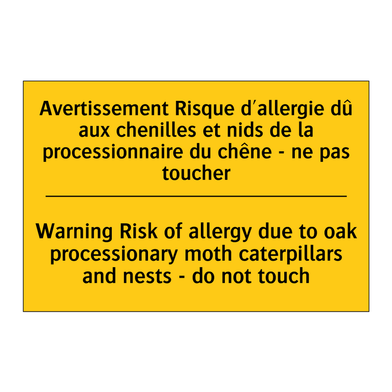 Avertissement Risque d'allergie  /.../ - Warning Risk of allergy due to  /.../