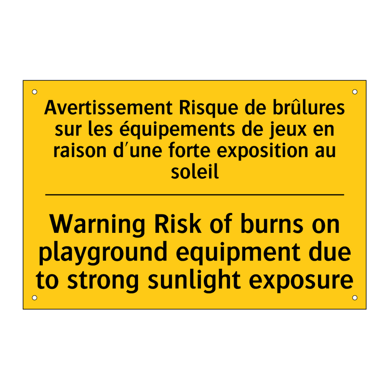 Avertissement Risque de brûlures  /.../ - Warning Risk of burns on playground  /.../