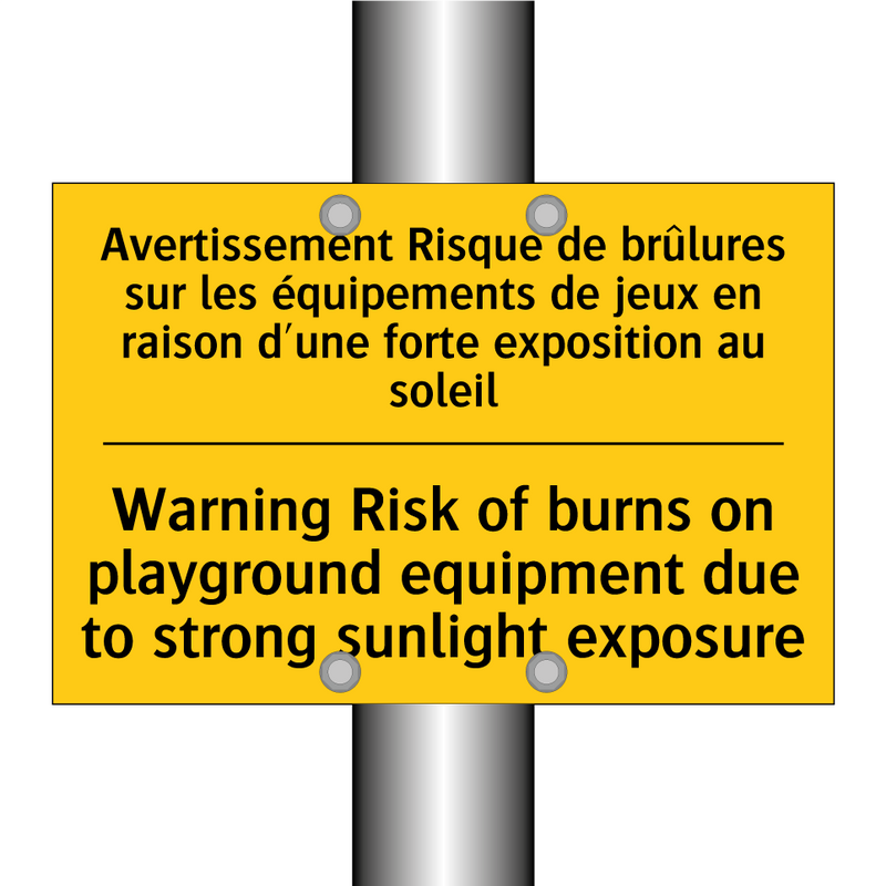Avertissement Risque de brûlures  /.../ - Warning Risk of burns on playground  /.../