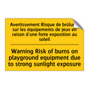 Avertissement Risque de brûlures  /.../ - Warning Risk of burns on playground  /.../