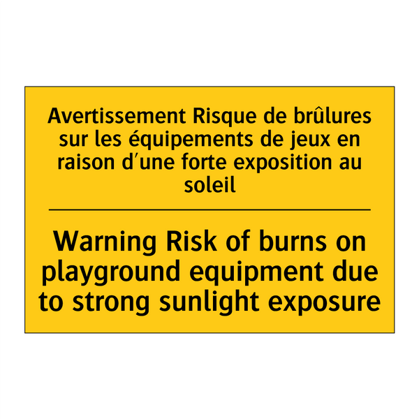 Avertissement Risque de brûlures  /.../ - Warning Risk of burns on playground  /.../